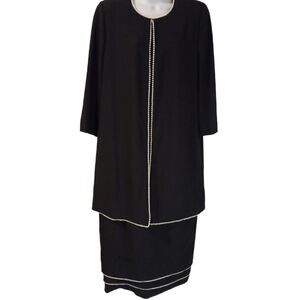 Junnie Leigh vintage black with pearls long evening coat dress size 16